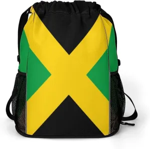 Drawstring Backpack Bag with Shoe Compartment Gym Sports Travel Dry And Wet Separation Light Jamaica Reggae(Jamaica)