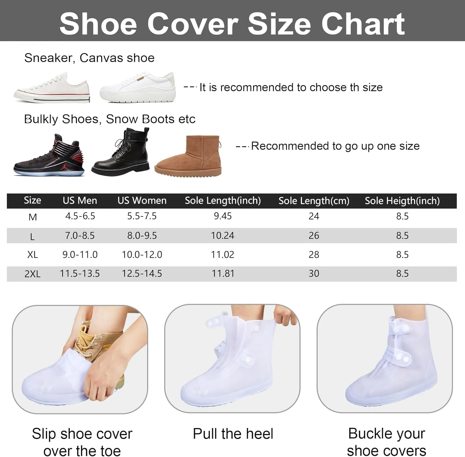 Dream Apparel Waterproof Rain Shoe Covers for Women Men, Non-Slip Reusable Boot Covers Foldable Shoe Covers Rainproof Overshoes Over Shoes Galoshes