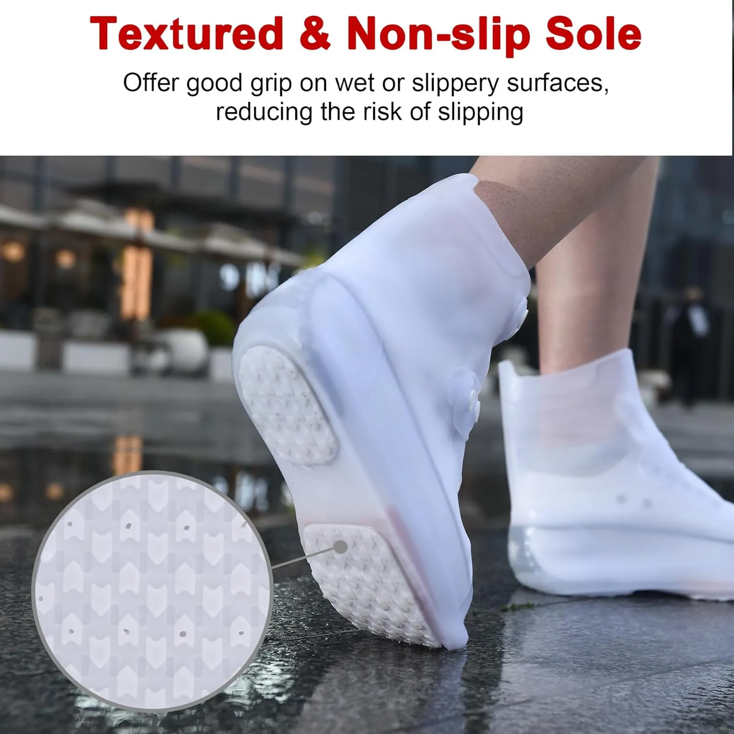 Dream Apparel Waterproof Rain Shoe Covers for Women Men, Non-Slip Reusable Boot Covers Foldable Shoe Covers Rainproof Overshoes Over Shoes Galoshes
