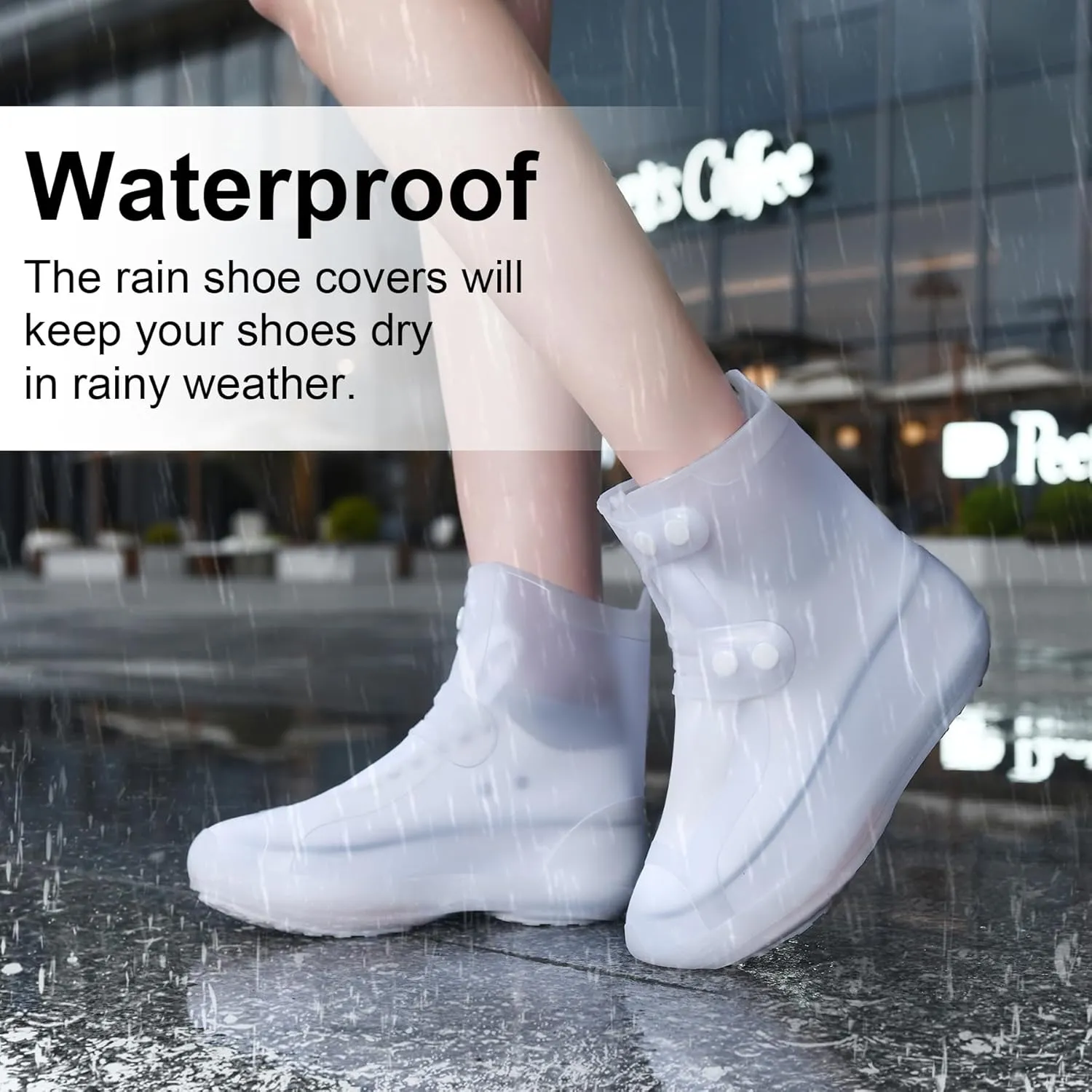 Dream Apparel Waterproof Rain Shoe Covers for Women Men, Non-Slip Reusable Boot Covers Foldable Shoe Covers Rainproof Overshoes Over Shoes Galoshes