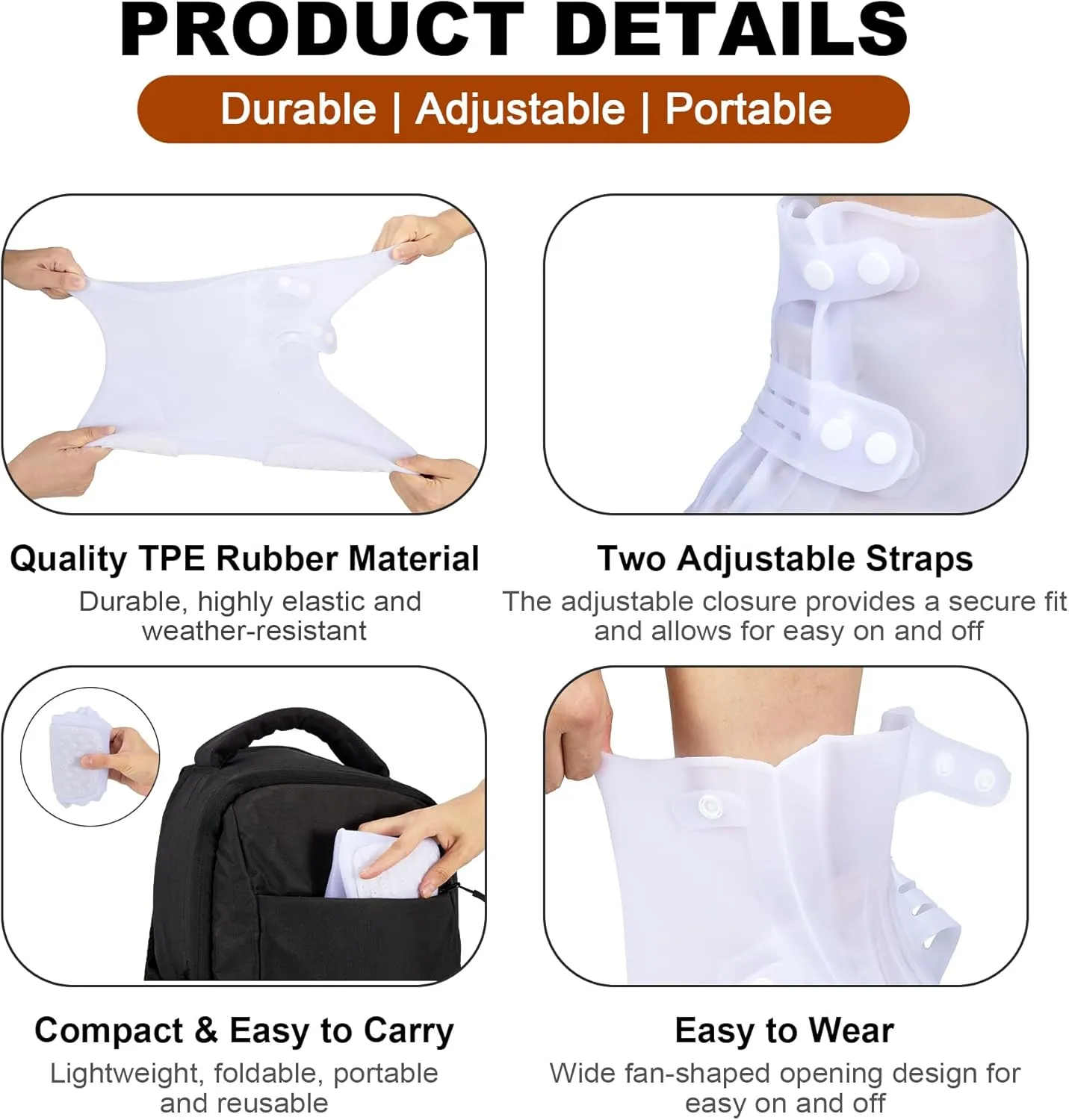 Dream Apparel Waterproof Rain Shoe Covers for Women Men, Non-Slip Reusable Boot Covers Foldable Shoe Covers Rainproof Overshoes Over Shoes Galoshes