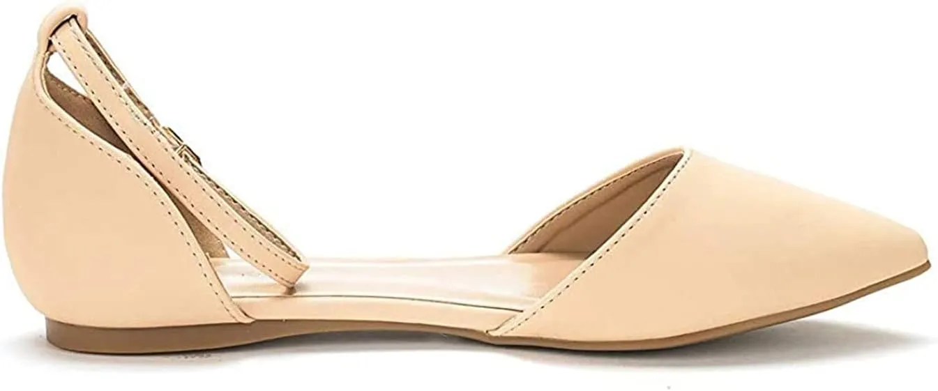 DREAM PAIRS Flapointed Women's Casual D'Orsay Pointed Plain Ballet Comfort Soft Slip On Flats Shoes