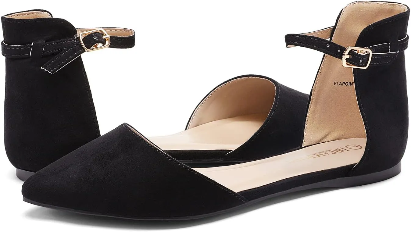 DREAM PAIRS Flapointed Women's Casual D'Orsay Pointed Plain Ballet Comfort Soft Slip On Flats Shoes