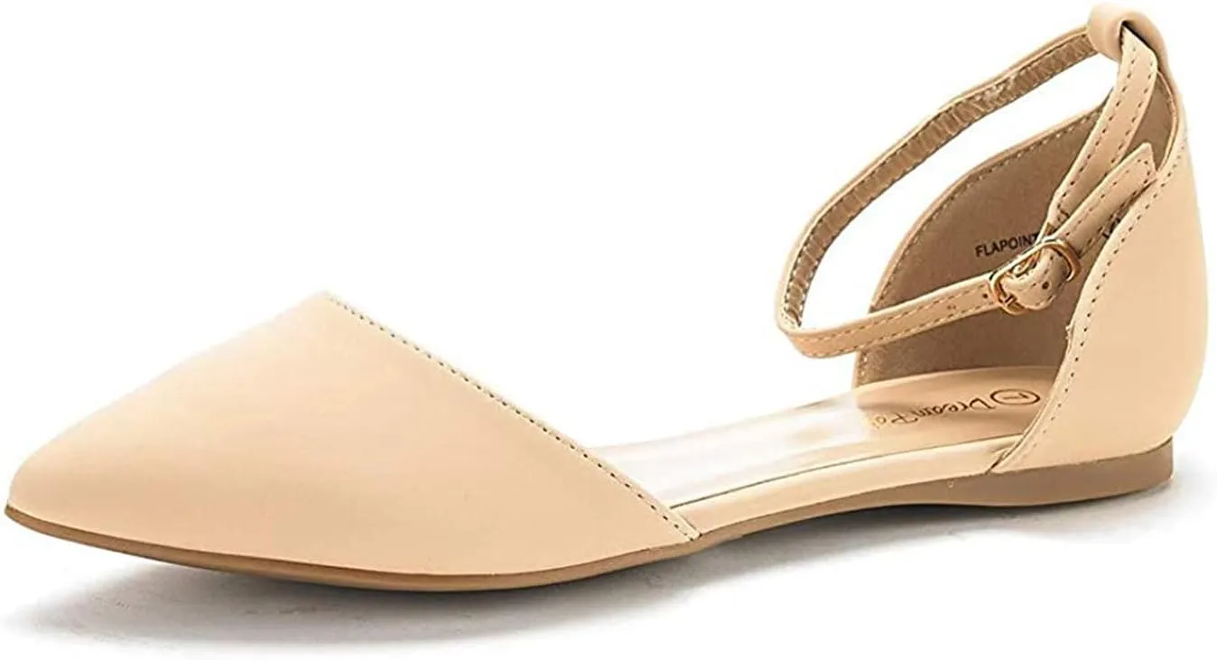 DREAM PAIRS Flapointed Women's Casual D'Orsay Pointed Plain Ballet Comfort Soft Slip On Flats Shoes