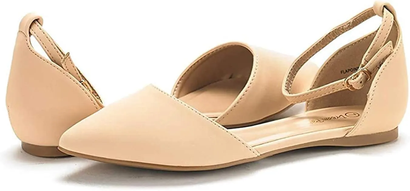 DREAM PAIRS Flapointed Women's Casual D'Orsay Pointed Plain Ballet Comfort Soft Slip On Flats Shoes