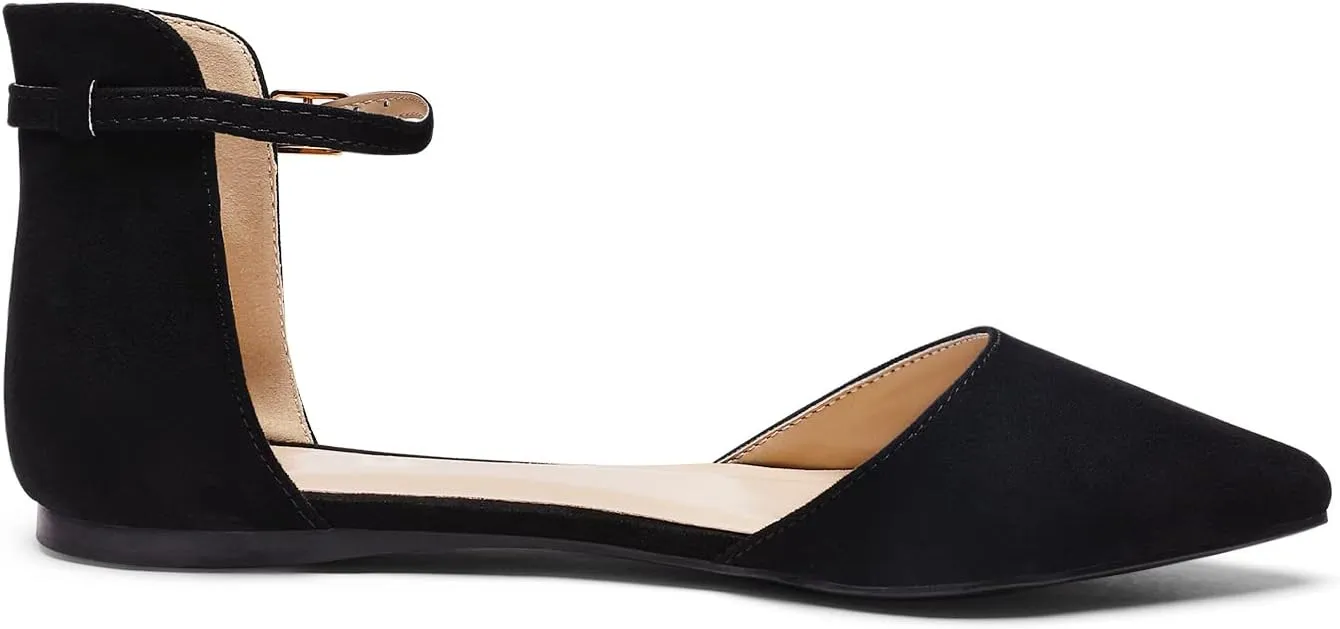 DREAM PAIRS Flapointed Women's Casual D'Orsay Pointed Plain Ballet Comfort Soft Slip On Flats Shoes