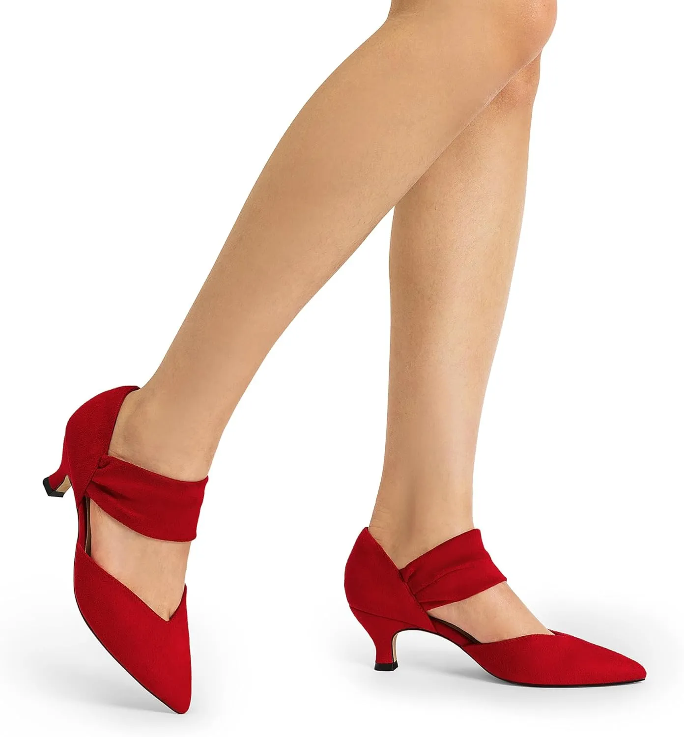 DREAM PAIRS Women's Kitten Heels Low Pumps Shoes Pointed Closed Toe Slip on Dress Work Bridal Party Wedding