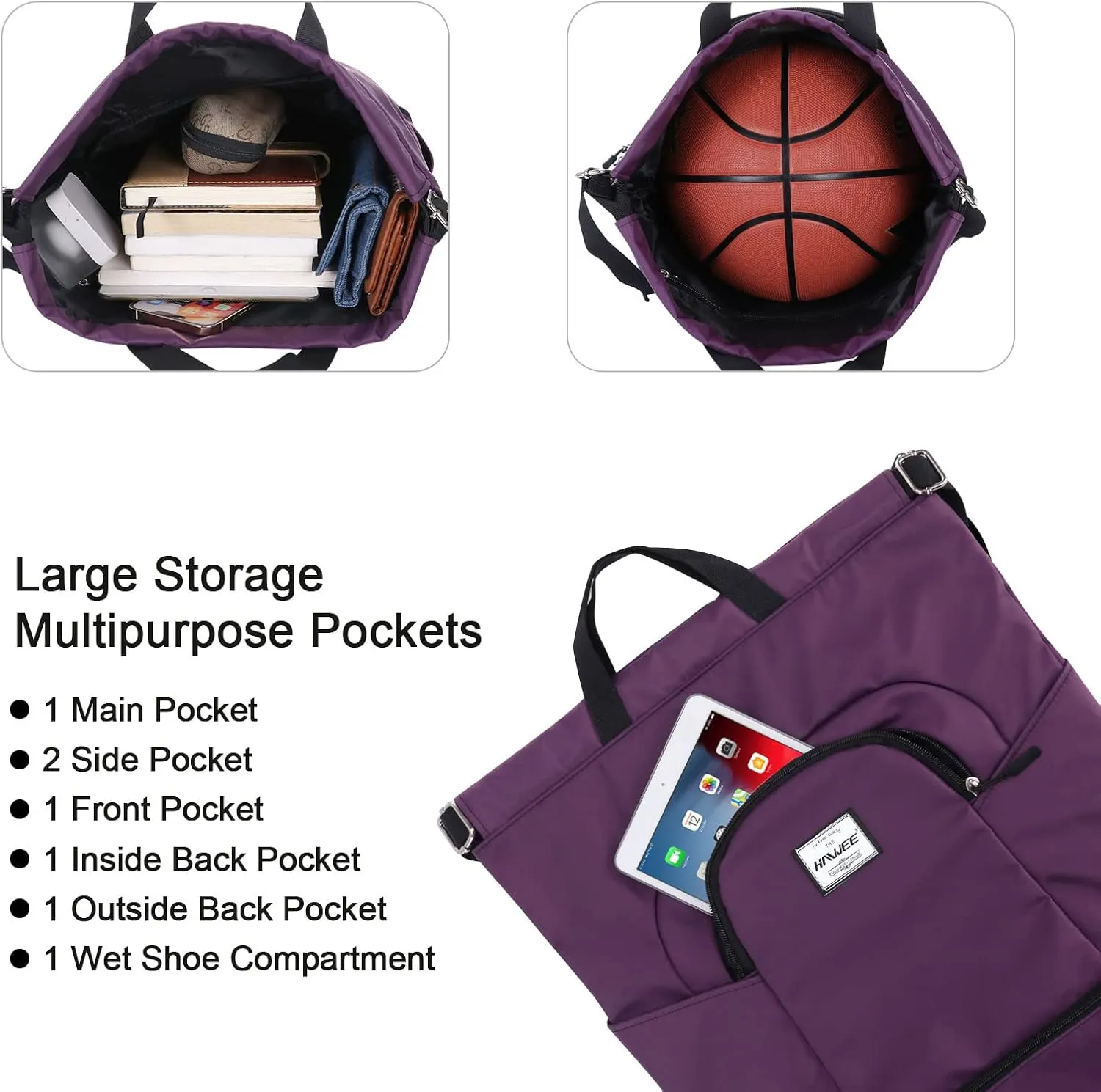 Dry Wet Drawstring Backpack with Shoe Compartment for Women Adjustable Gym Bag