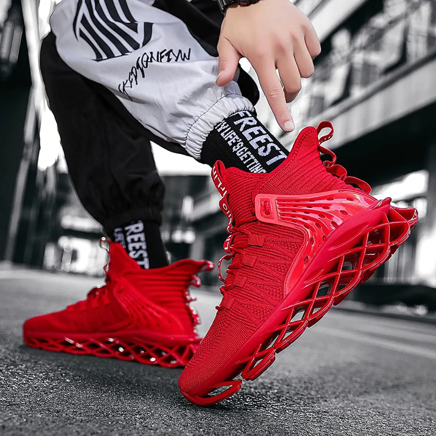 DUDHUH Running Shoes for Men Comfortable Athletic Cross Trainer Casual Walking Fashion Mens Tennis Sock Sneakers