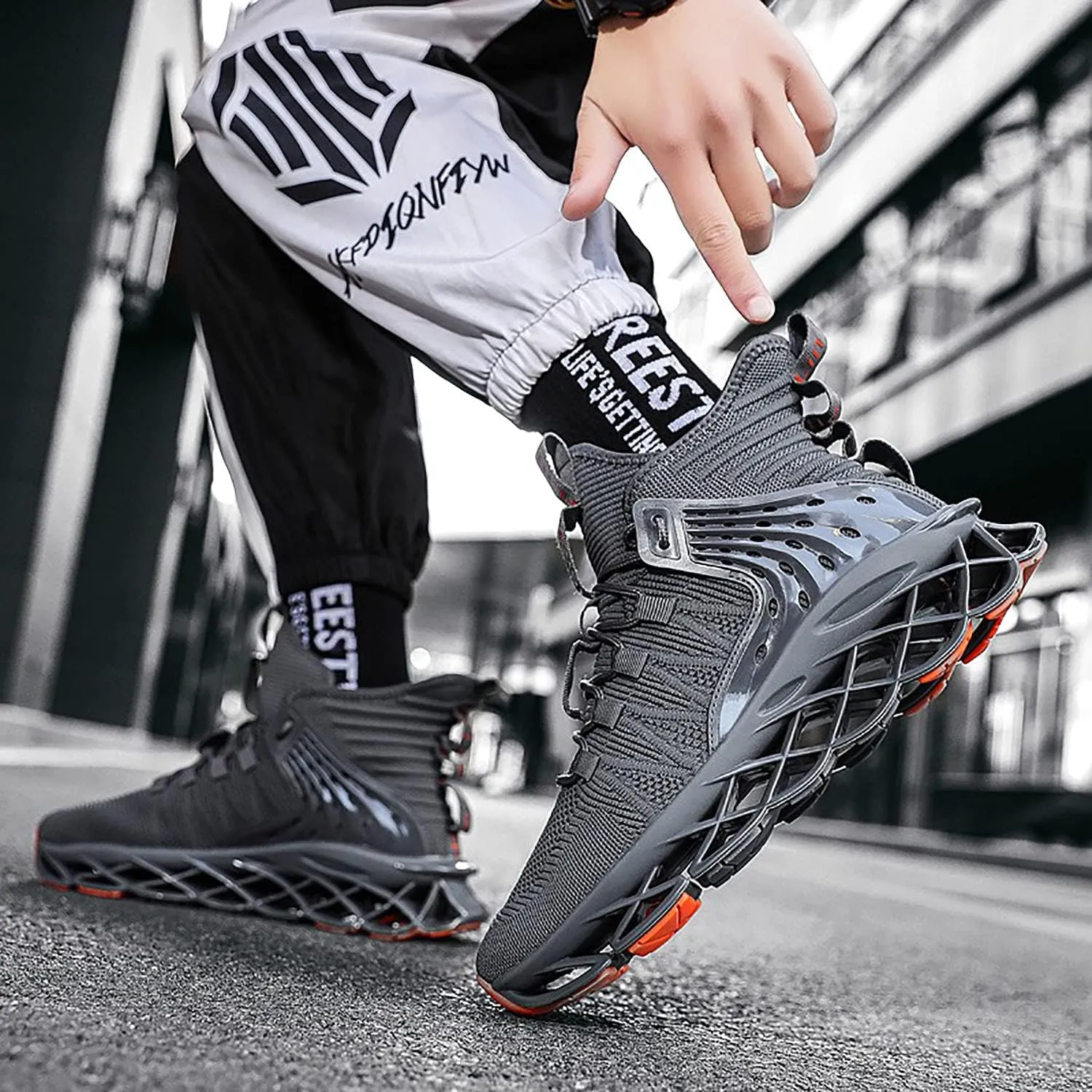 DUDHUH Running Shoes for Men Comfortable Athletic Cross Trainer Casual Walking Fashion Mens Tennis Sock Sneakers