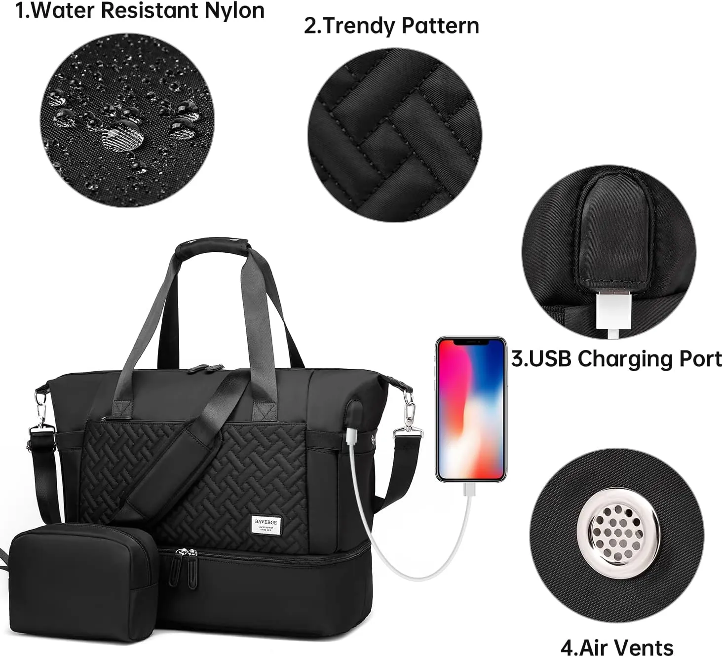 Duffle Bag for Travel, Weekender Bag with Shoe Compartment, Carry On Overnight Bag for Women with Toiletry Bag, Gym Bag with Wet Pocket, Hospital Bags for Labor and Delivery Beige