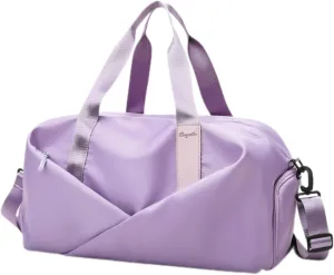 Duffle Bag, Gym Bag for Women, Separate Shoes Compartment Yoga Bag, Wet and Dry Separation Beach Bag (Large, Purple)