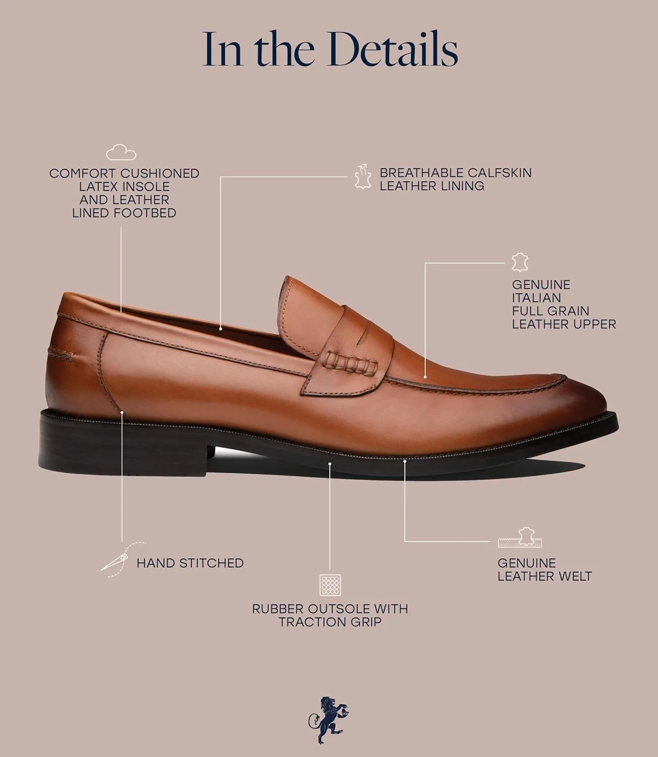 Dunross & Sons Mens Loafer Shoes. Leather Penny Loafer for Men, Slip-On Formal Business Shoes.