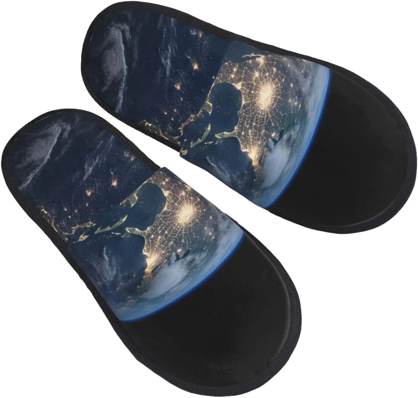 Earth from The Outer Space Women's Slippers Fuzzy Slip-on Slippers Non-slip House Slippers Warm Cozy Bedroom Shoes Medium
