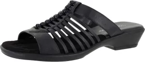Easy Street Womens Nola Faux Leather Slide Sandals Black 8.5 Wide (C,D,W)