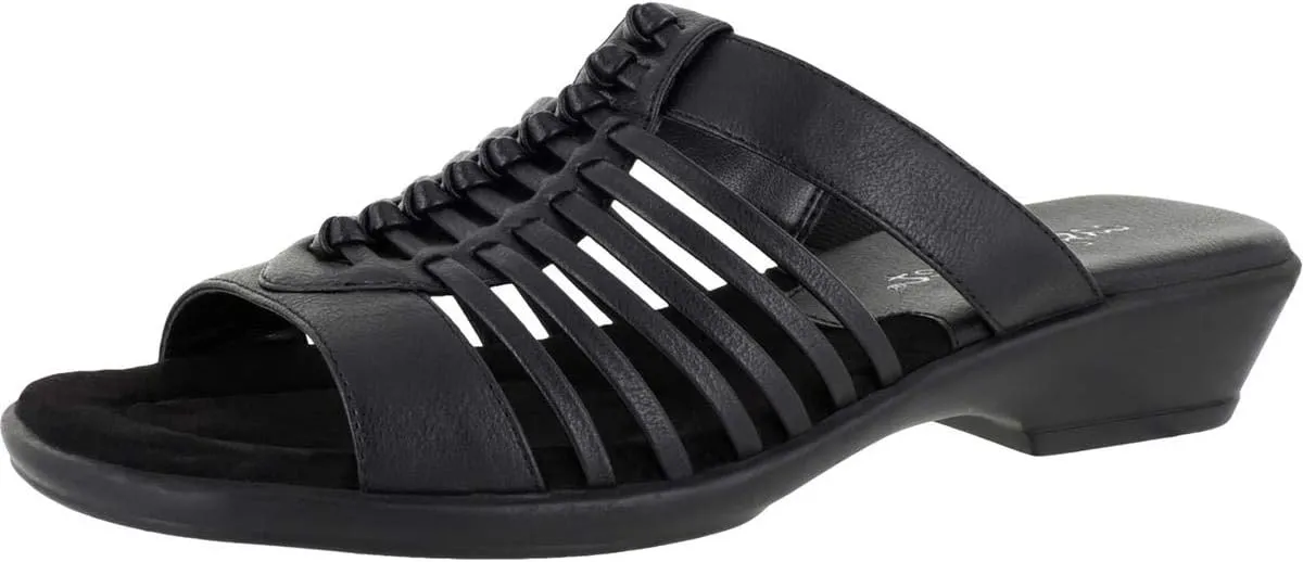 Easy Street Womens Nola Faux Leather Slide Sandals Black 8.5 Wide (C,D,W)