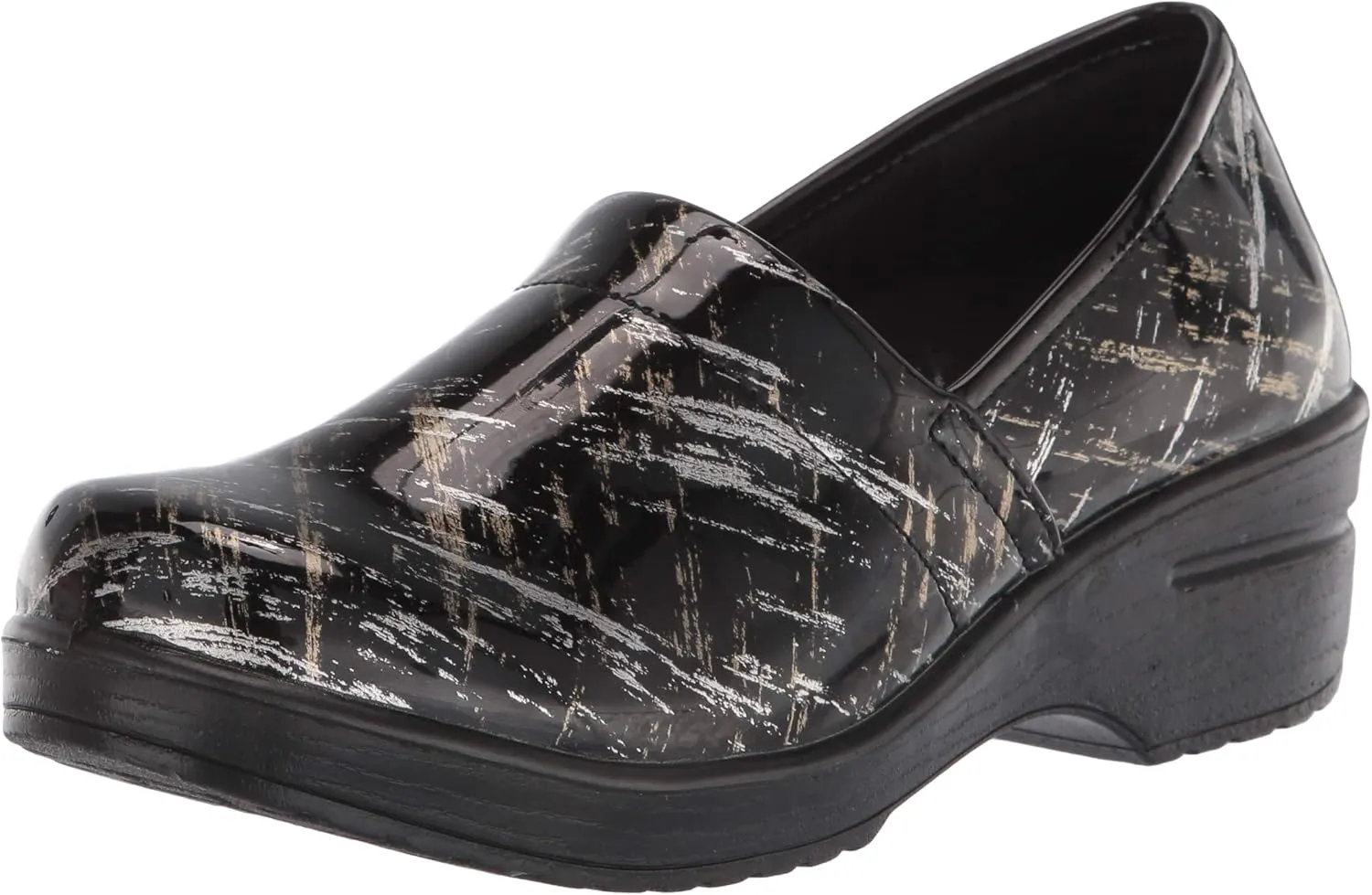 Easy Works by Easy Street Women's Laurie Clog, Black Streak Patent,6 Wide