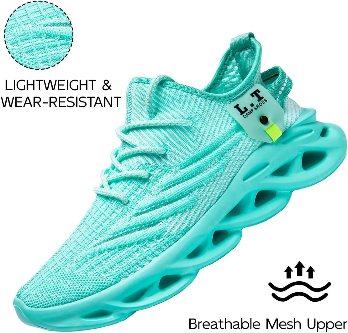 EGMPDA Men Shoes Running Slip On Tennis Walking Shoes Lightweight Breathable Sneakers for Gym Work Casual Soft Sole Trainers Non Slip Athletic Footwear Light_Green Size US 6.5