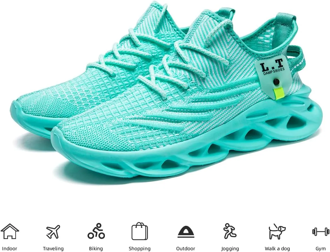 EGMPDA Men Shoes Running Slip On Tennis Walking Shoes Lightweight Breathable Sneakers for Gym Work Casual Soft Sole Trainers Non Slip Athletic Footwear Light_Green Size US 6.5