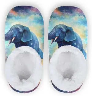 Elephant Cosmic Sea Space House Slippers for Women Men Non-Slip Soft Sole Slip On Slippers