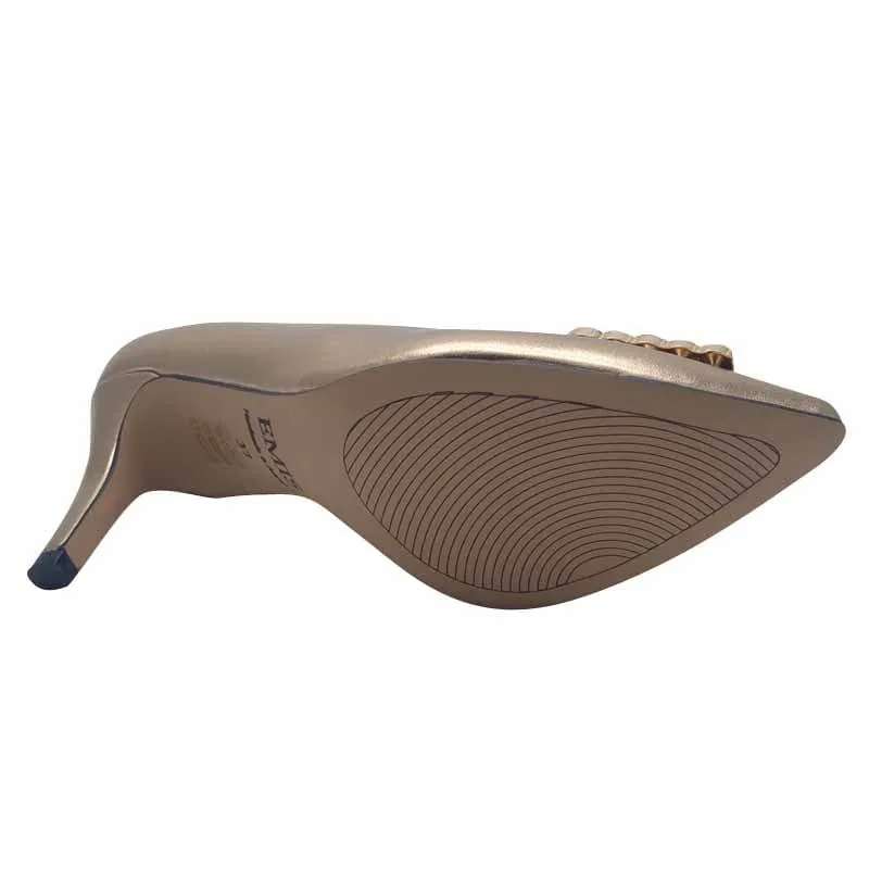 Emis Womens Gold Leather Court Shoe Slip On Shoe - 8276/821o