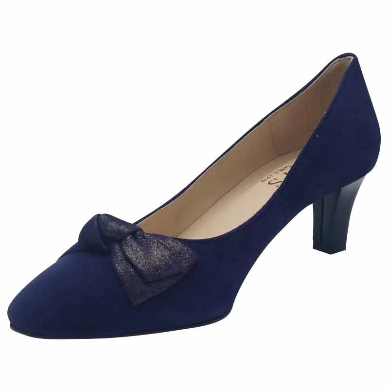 Emis Womens Navy Suede Leather Court Shoe Slip On Shoe - 7705/024