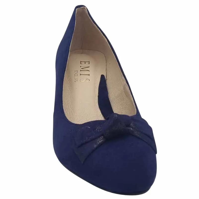 Emis Womens Navy Suede Leather Court Shoe Slip On Shoe - 7705/024
