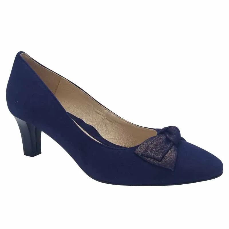 Emis Womens Navy Suede Leather Court Shoe Slip On Shoe - 7705/024