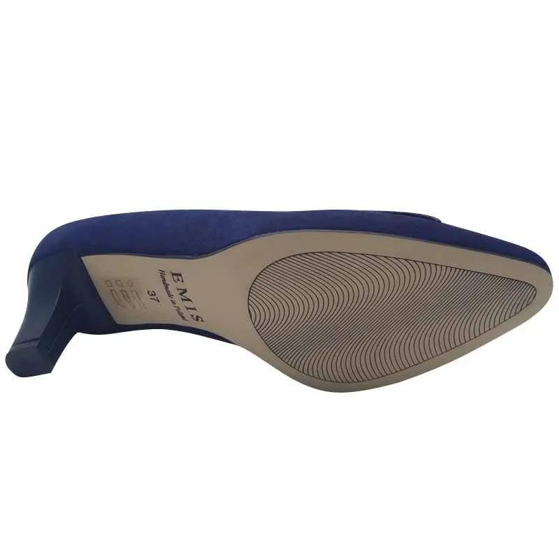Emis Womens Navy Suede Leather Court Shoe Slip On Shoe - 7705/024