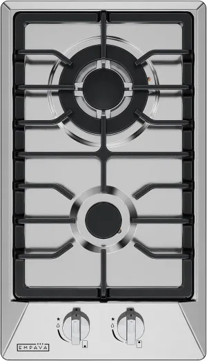 Empava 12 Inch Built-In Gas Cooktop with 2 Sealed SABAF Burners, Stainless Steel Surface Dishwasher Safe Cast Iron Grates, NG/LPG Convertible