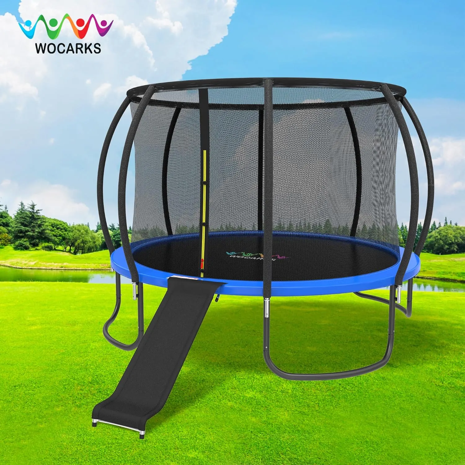 Ergonomic Trampoline Slide with Buffer Region, Universal Slide for Children Kids, Outdoor Attachment, Heavy Duty Steel Frame, Easy to Assemble (Silvery)