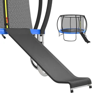 Ergonomic Trampoline Slide with Buffer Region, Universal Slide for Children Kids, Outdoor Attachment, Heavy Duty Steel Frame, Easy to Assemble (Silvery)