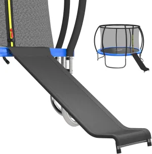 Ergonomic Trampoline Slide with Buffer Region, Universal Trampoline Slide for Children Kids, Outdoor Trampoline Slide Attachment, Heavy Duty Steel, Frame, Easy to Assemble (Black-Slide)