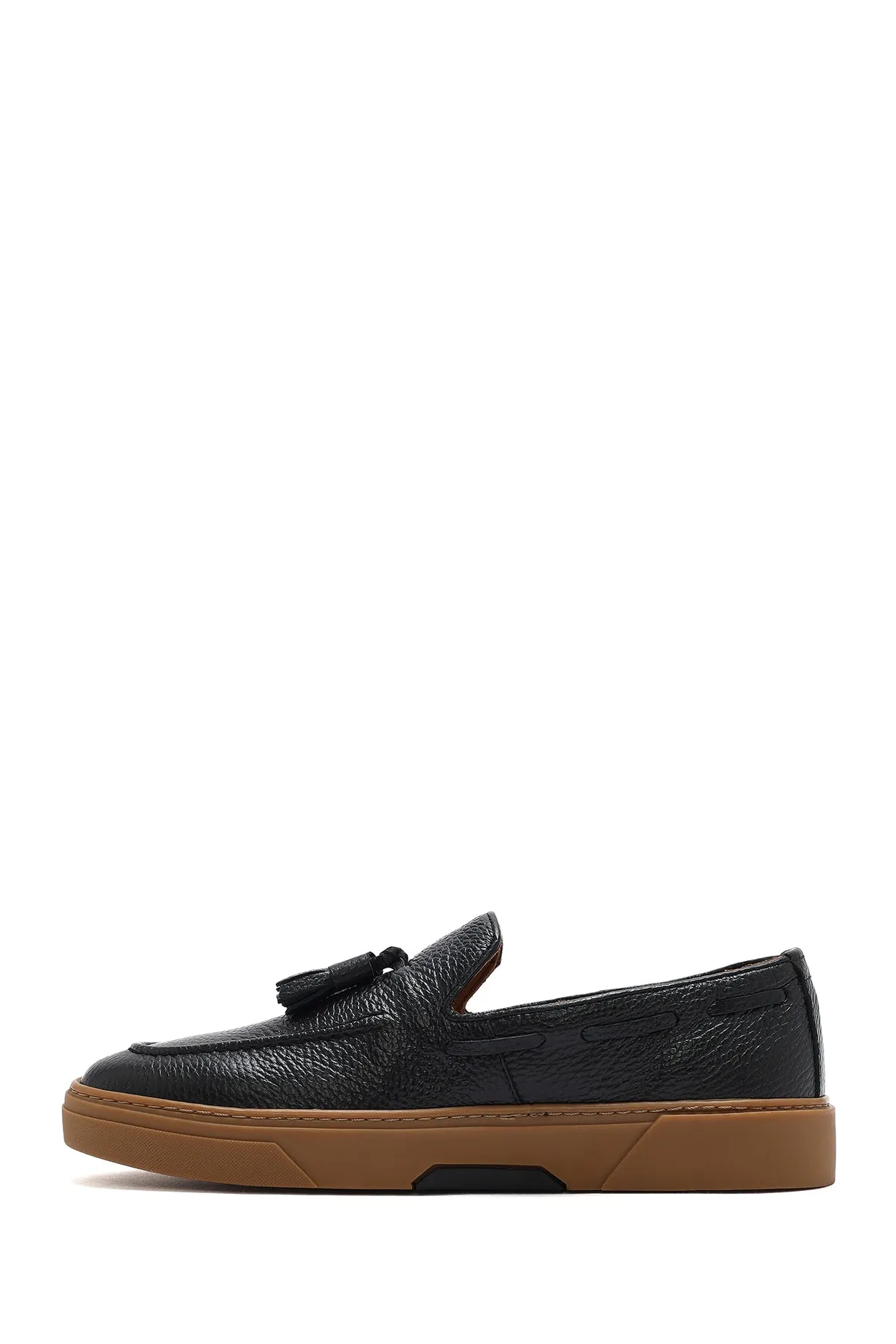 Erkek Siyah Püsküllü Deri Loafer