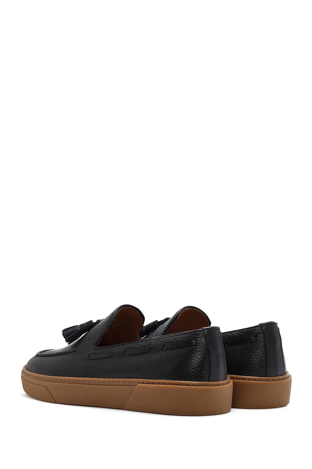 Erkek Siyah Püsküllü Deri Loafer