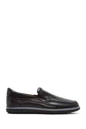Erkek Siyah Rugan Deri Klasik Loafer