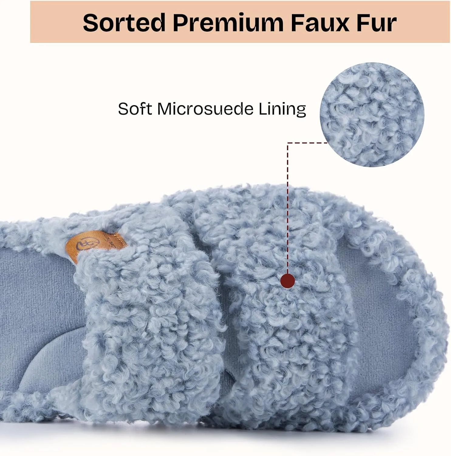 EverFoams Womens Fuzzy Open-toe Slippers Soft Comfy Memory Foam Indoor House Shoes