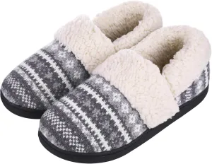 Evshine Women's Fuzzy Memory Foam Slippers, Closed Back Knit Bedroom Slippers, Slip-On Warm House Shoes for Indoor & Outdoor Comfort