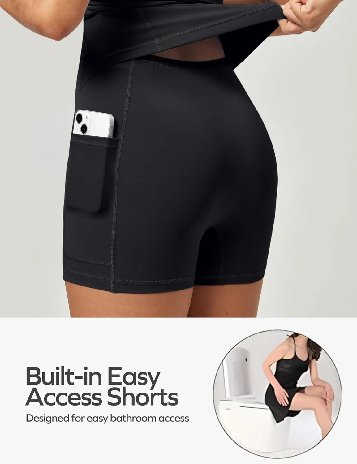 Ewedoos Athletic Tennis Dress for Women with Shorts Underneath Easy Peezy U Neck Adjustable Straps Active Workout Dress