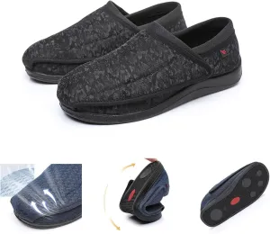 Extra Wide Diabetic Shoes Slip-on Shoes for Swollen Feet Lightweight Breathable Easy On/Off, Adjustable Walking Shoes for Elder People (Black Camo) Men 7.5
