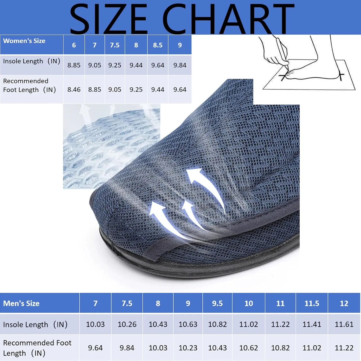 Extra Wide Diabetic Shoes Slip-on Shoes for Swollen Feet Lightweight Breathable Easy On/Off, Adjustable Walking Shoes for Elder People (Black Camo) Men 7.5