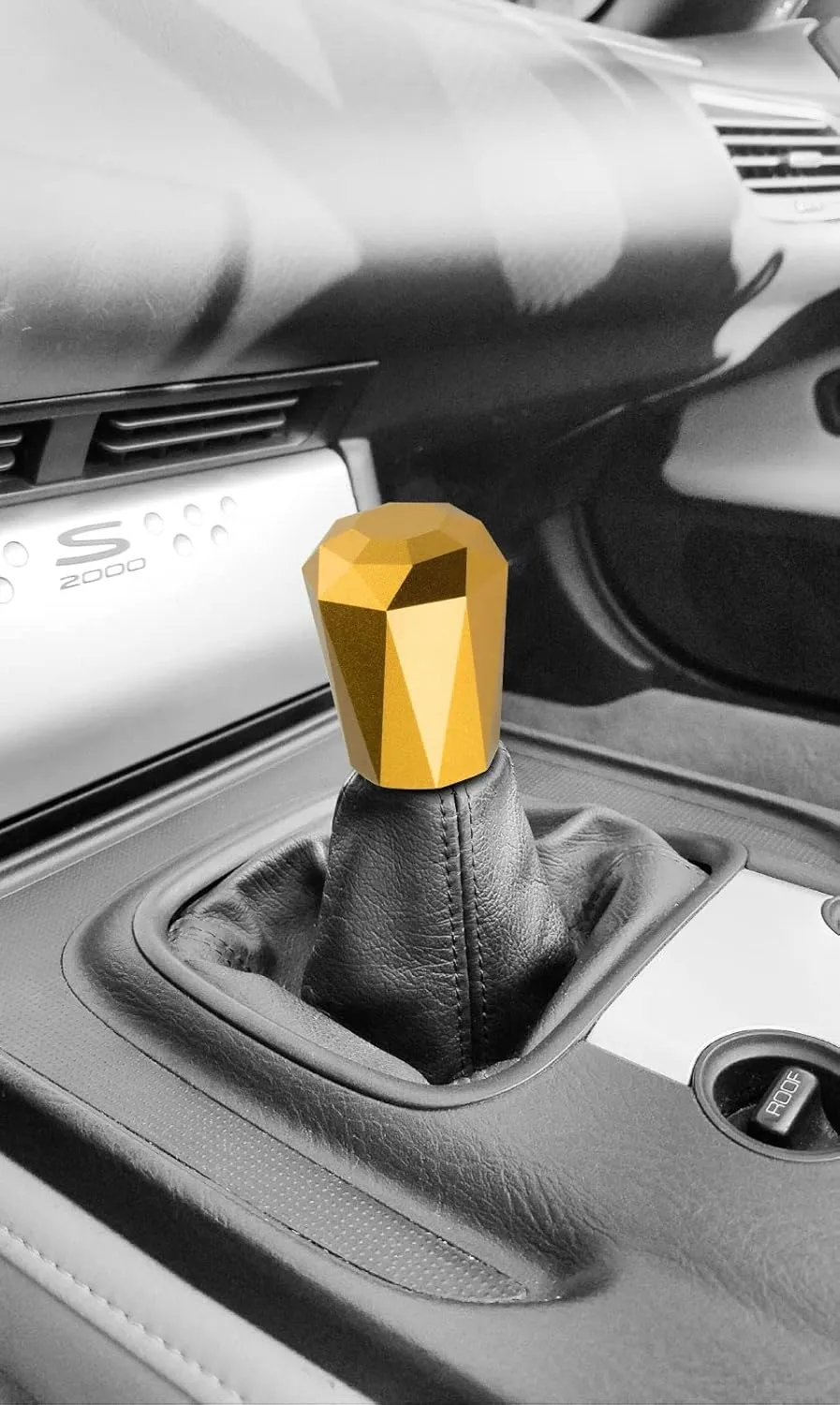 EZAUTO WRAP Universal Gold Diamond Shifter Chrome Aluminum Automatic Shift Knob Stick Manal Gear Lever Handle with 3 Threaded Adapters