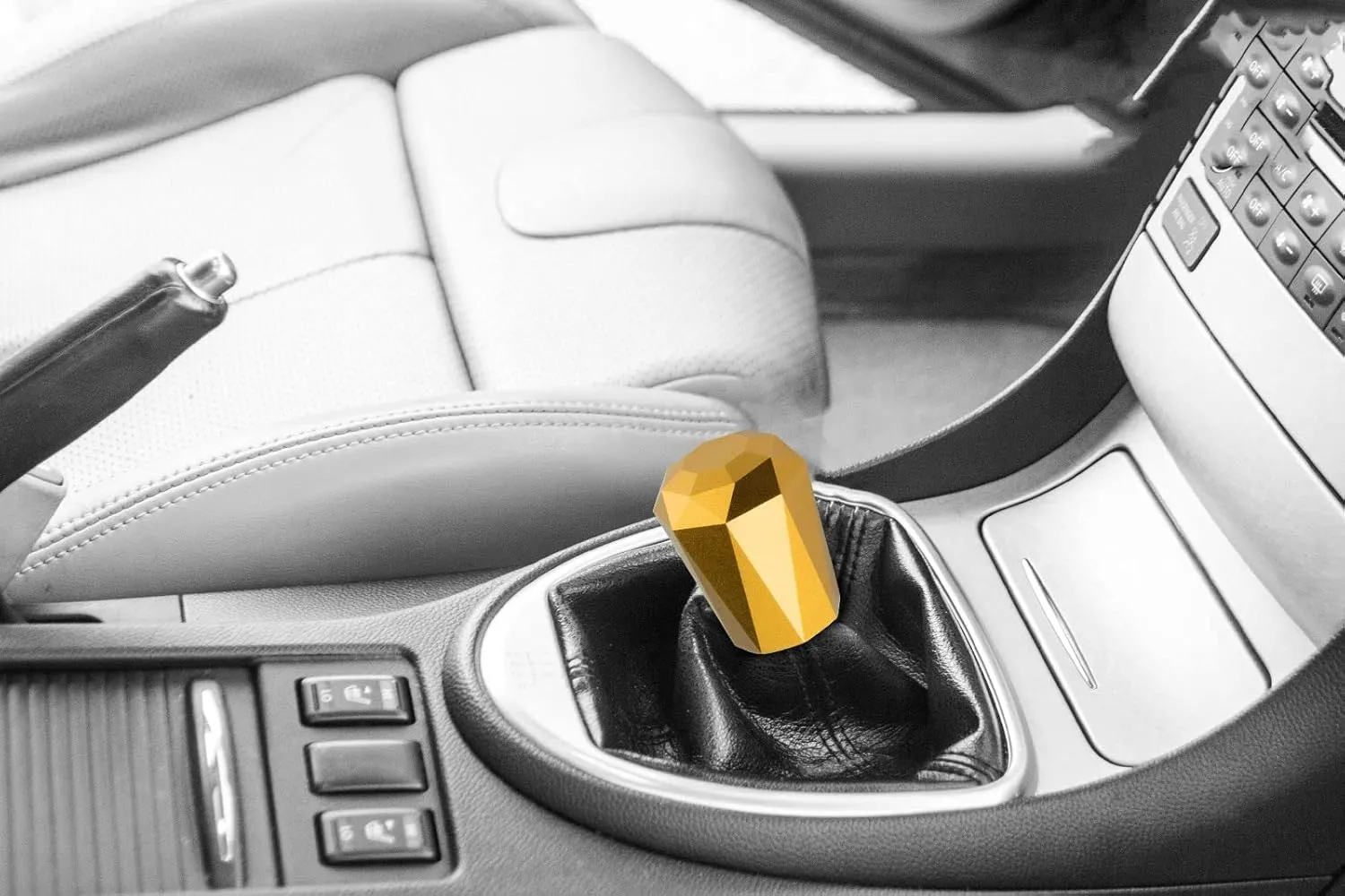 EZAUTO WRAP Universal Gold Diamond Shifter Chrome Aluminum Automatic Shift Knob Stick Manal Gear Lever Handle with 3 Threaded Adapters