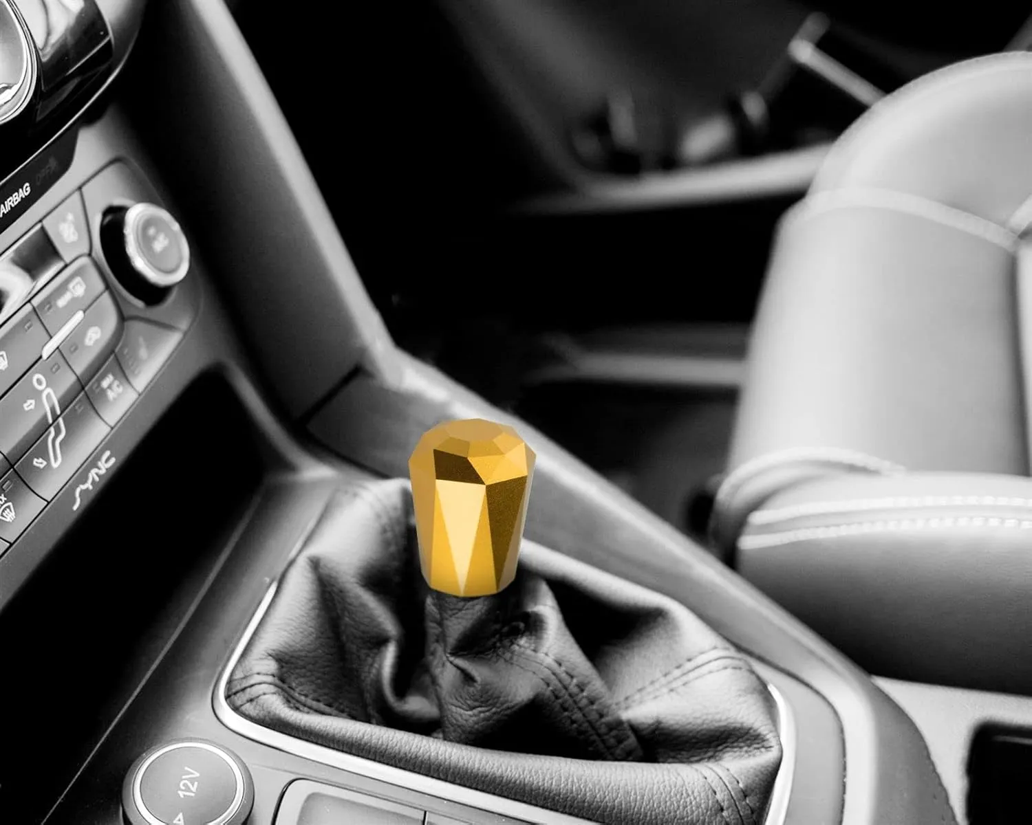 EZAUTO WRAP Universal Gold Diamond Shifter Chrome Aluminum Automatic Shift Knob Stick Manal Gear Lever Handle with 3 Threaded Adapters