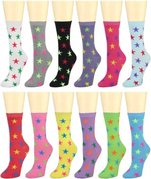 Falari 12 Pairs Women's Cotton Crew Socks Assorted Colors