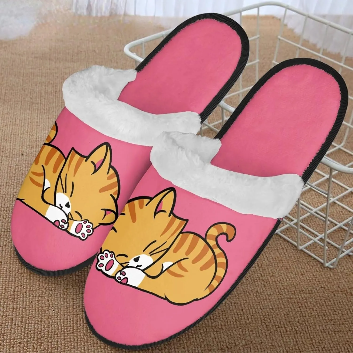 Fall Fuzzy Slippers for Man Anti-Skid Slippers for Women Indoor Fluffy Ultra Soft House Slippers for Autumn Winter