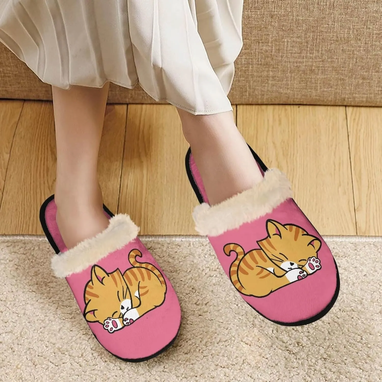 Fall Fuzzy Slippers for Man Anti-Skid Slippers for Women Indoor Fluffy Ultra Soft House Slippers for Autumn Winter