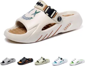 Fashion Men's Pillow Slide,Women's Upholstered Lightweight Home Shower Slide, Non-Slip Beach Slide, Comfortable Slippers, EVA Sandals