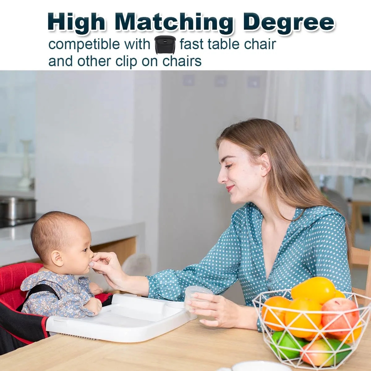 Fast Dining Tray, Indispensable Accessory for Hook on High Chair- Make Meal Easy for Child, Removable Dining Tray - Easy to Carry and Install, Non Slip/Space Saver/Reusable, White