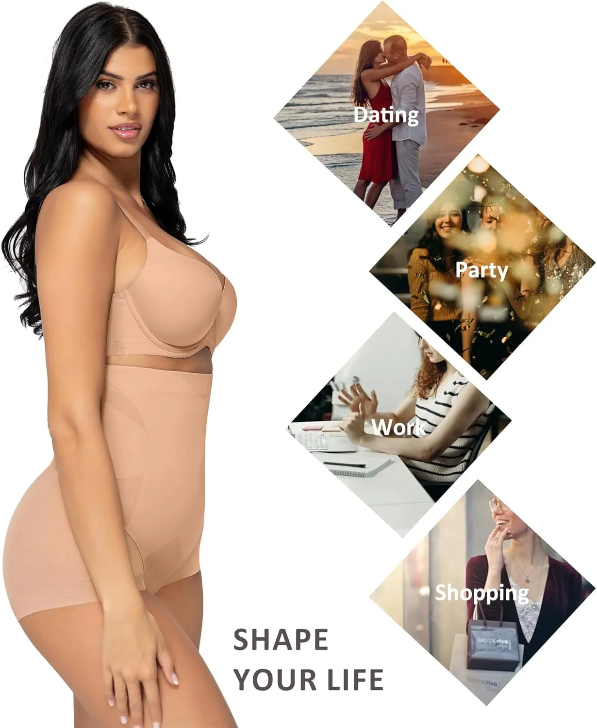 FeelinGirl Tummy Control Shapewear for Women Butt Lifting Briefs Compression Underwear Body Shaper Waist Trainer